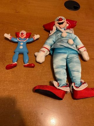 Play By Play 1995 Bozo The Clown 13 " Plush W/plastic Head And Bendie Figure
