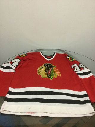 Vintage Chicago Blackhawks Warren Rychel 1988 - 89 Game Worn Red Away Jersey Ccm