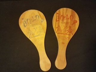 Vintage Bo - Lo Co.  Bouncer Wooden Junior Paddles No Balls Made In Usa