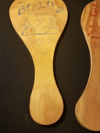 Vintage Bo - Lo Co.  Bouncer Wooden Junior Paddles No Balls Made in USA 3