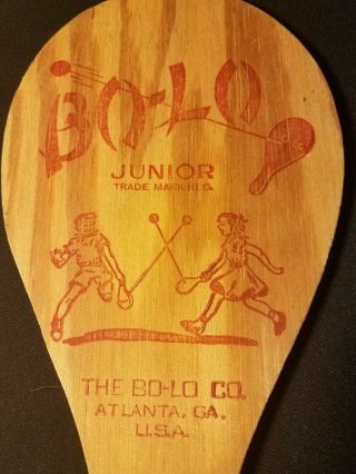 Vintage Bo - Lo Co.  Bouncer Wooden Junior Paddles No Balls Made in USA 4