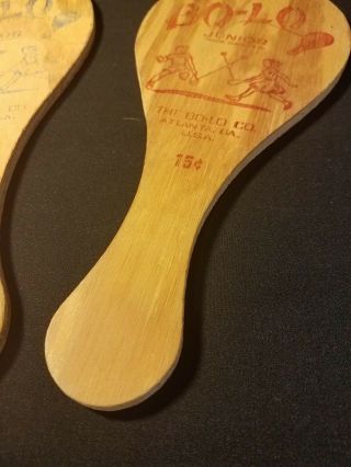 Vintage Bo - Lo Co.  Bouncer Wooden Junior Paddles No Balls Made in USA 5