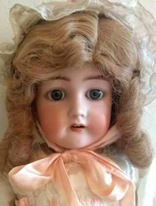 Antique 28 " Simon Halbig K&r Bisque Doll Dressed Compo Body Blue Sleep Eyes
