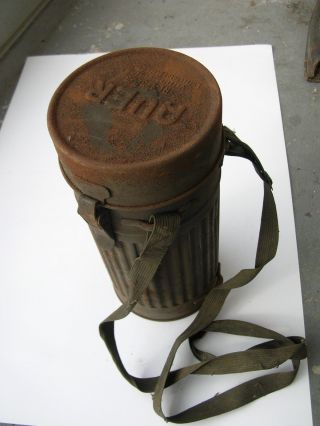 Ww2 Empty German Gas Mask Tin Box Container Can Gasmaske Auer