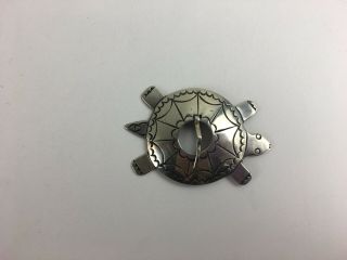 Vintage Native American Indian Fur Trade Silver Turtle Pin Brooch Pendant 2 1/2 