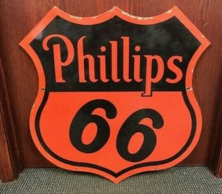 Vtg Phillips 66 Porcelain Sign,  30 ",  Sps 