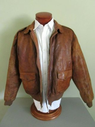 Vintage Polo Ralph Lauren Extremely Love Worn Leather A2 Bomber Jacket Size L/xl
