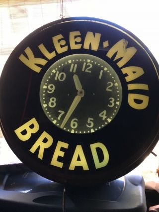 vintage neon advertising clock kleen Maid Bread 2