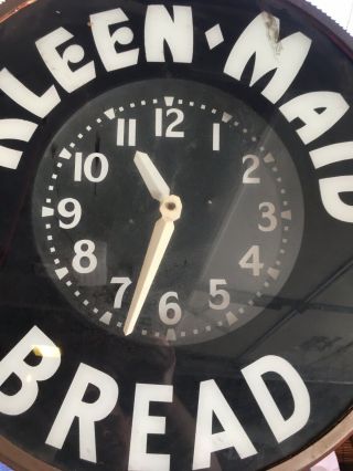 vintage neon advertising clock kleen Maid Bread 8