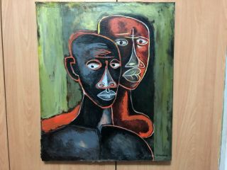 Guayasamin Latin American Artist Oil Painting On Canvas Signed 22  X 26