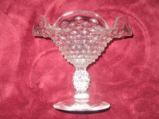 Vintage Crystal Knobby Candy Dish Scalloped Edge 5 Inchs Tall