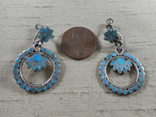Old Zuni Turquoise Inlay Earrings Dishta Family Wow