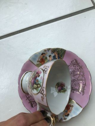 Royal Halsey Footed Tea Cup/ Vintage Fine China/ Very Fine LM/ Handpainted Pink 4