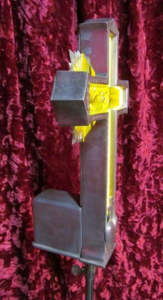 Vintage Funeral Neon Ornate Standing Crucifix Electric Lighted Casket Cross 7