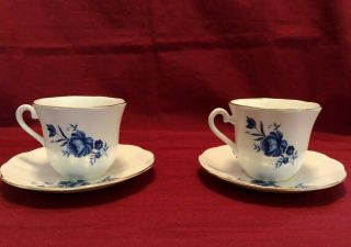 Two Vintage Elizabethan Bone China Cups And Saucers By Taylor And Kent