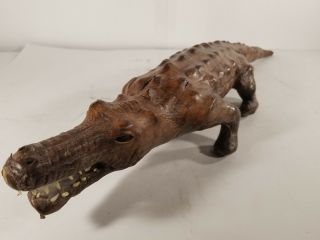 Crocodile Skin Figurine Of Crocodile Vintage Made In India