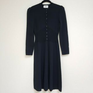 St.  John By Marie Gray Black Knit Long Sleeve Dress Medium 6 Vintage