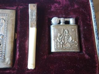 VTG VERY RARE FRENCH SET MYON 201 MODELE DEPOSE LIGHTER CIGARETTE CASE & HOLDER 4