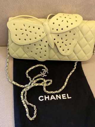 Chanel Butterfly Clutch Diamond Stitch Lambskin Rare Limited