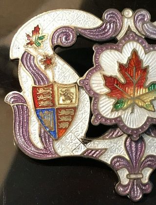 Antique Enamel Sterling Guilloche Maple Leaf & Coat of Arms Brooch Pin PW Ellis 5