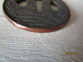 JAPANESE SWORD TSUBA MADE OF IRON WITH COPPER RIM RARE AND COLLECTABLE 3