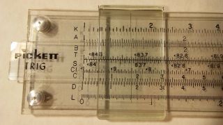 Vintage Pickett Transparent (Clear,  Overhead Projector) Slide Rule,  TRIG 3
