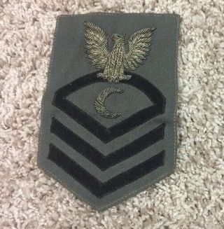Wwii Us Navy Chief Petty Officer Cook Rating Patch Grey W/ Bullion Rare
