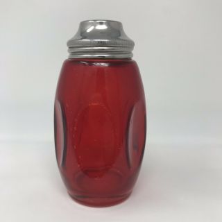 Vintage Airko Ruby Red Glass Sugar Flow Shaker Cranberry 3 1/2”