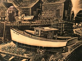 Carrol Thayer Berry Wood Engraving White And Weatherworn - Maine Coast