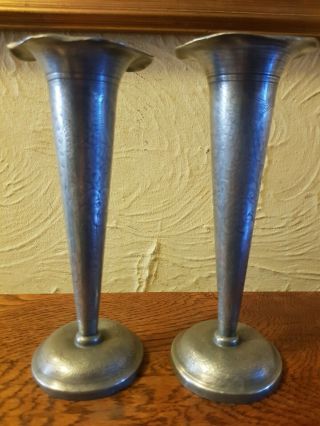 Antique Chinese Kut Hing Swatow Pewter Fluted Vases