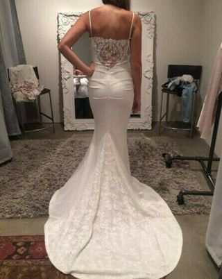 Nicole Miller Hampton Wedding Bridal Dress Gown Lace Back Antique White Size 6