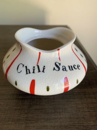 Vintage Holt Howard Chili Sauce Jar and Spoon with Girl head Pixie Pixieware 7