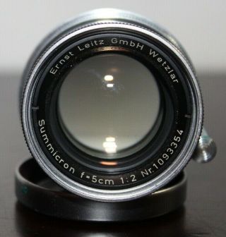 Rare Near Leica Summicron 5cm 1:2 Screw Mount Thorium Radioactive Lens