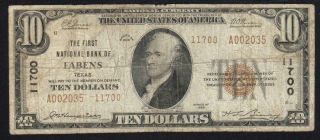 RARE 1929 $10 FABENS,  TX National Bank Note EL PASO COUNTY TEXAS 2