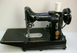 Vintage Singer Arm Featherweight 222k Sewing Machine,  Attachments 1954