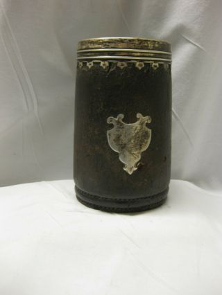 Antique Gorham American sterling silver leather wrapped copper lined tankard 2