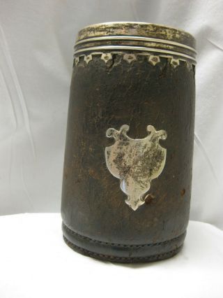 Antique Gorham American sterling silver leather wrapped copper lined tankard 3