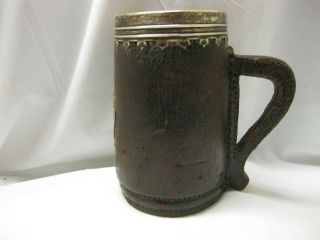 Antique Gorham American sterling silver leather wrapped copper lined tankard 5