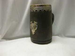 Antique Gorham American sterling silver leather wrapped copper lined tankard 7