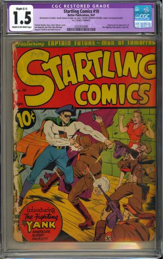 Startling Comics 10 Rare 1st App.  Fighting Yank Nazi Wwii Cover 1941 Cgc 1.  5
