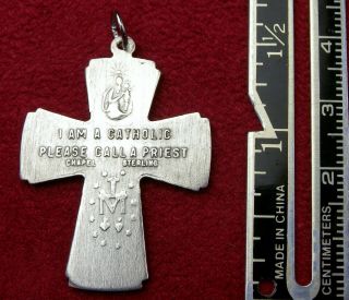 Catholic Chaplin ' s CHAPEL Sterling WWII Miraculous Medal War Cross Crucifix 3