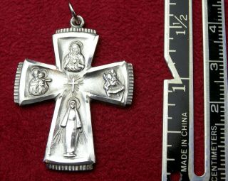 Catholic Chaplin ' s CHAPEL Sterling WWII Miraculous Medal War Cross Crucifix 4