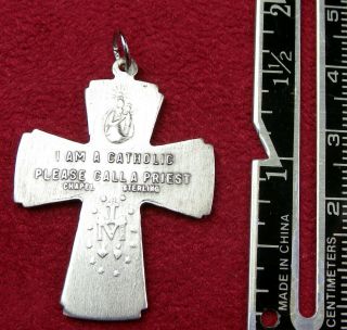 Catholic Chaplin ' s CHAPEL Sterling WWII Miraculous Medal War Cross Crucifix 6