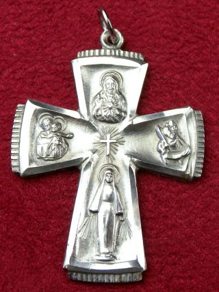 Catholic Chaplin ' s CHAPEL Sterling WWII Miraculous Medal War Cross Crucifix 7