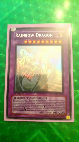 Rainbow Dragon Glas - En044 Ghost Rare Misprint 1st.  Ed (elemental Hero Chaos Neos)