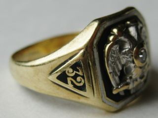 Fine Vintage 14k Gold Diamond Enamel Masonic 32nd Degree Freemason Ring 7g 3