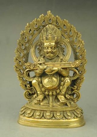 Collect Tibet Buddhism Temple Brass Exorcism Mahakala Wrathful Deity Statue D02