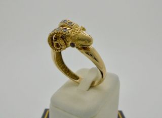Authentic Ilias Lalaounis Aries Ram Head Diamond Ruby 18k Yellow Gold Ring Rare