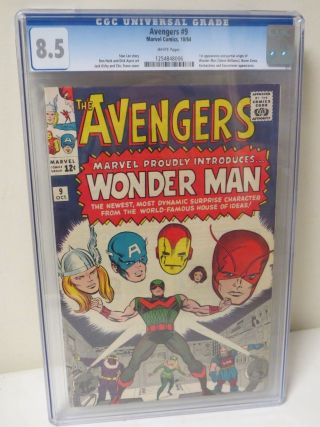 Vintage 1964 Avengers 9 Comic Cgc 8.  5 1st Appearance Of Wonder Man White Pages