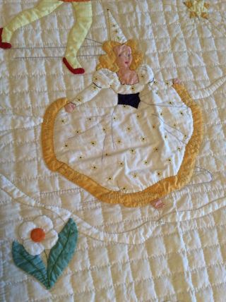 Vintage Paragon Child’s Appliqué Quilt Made From A Kit: Fairyland 3